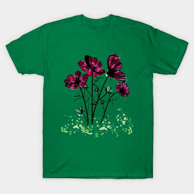 Pink cosmos flowers T-Shirt by CindyS